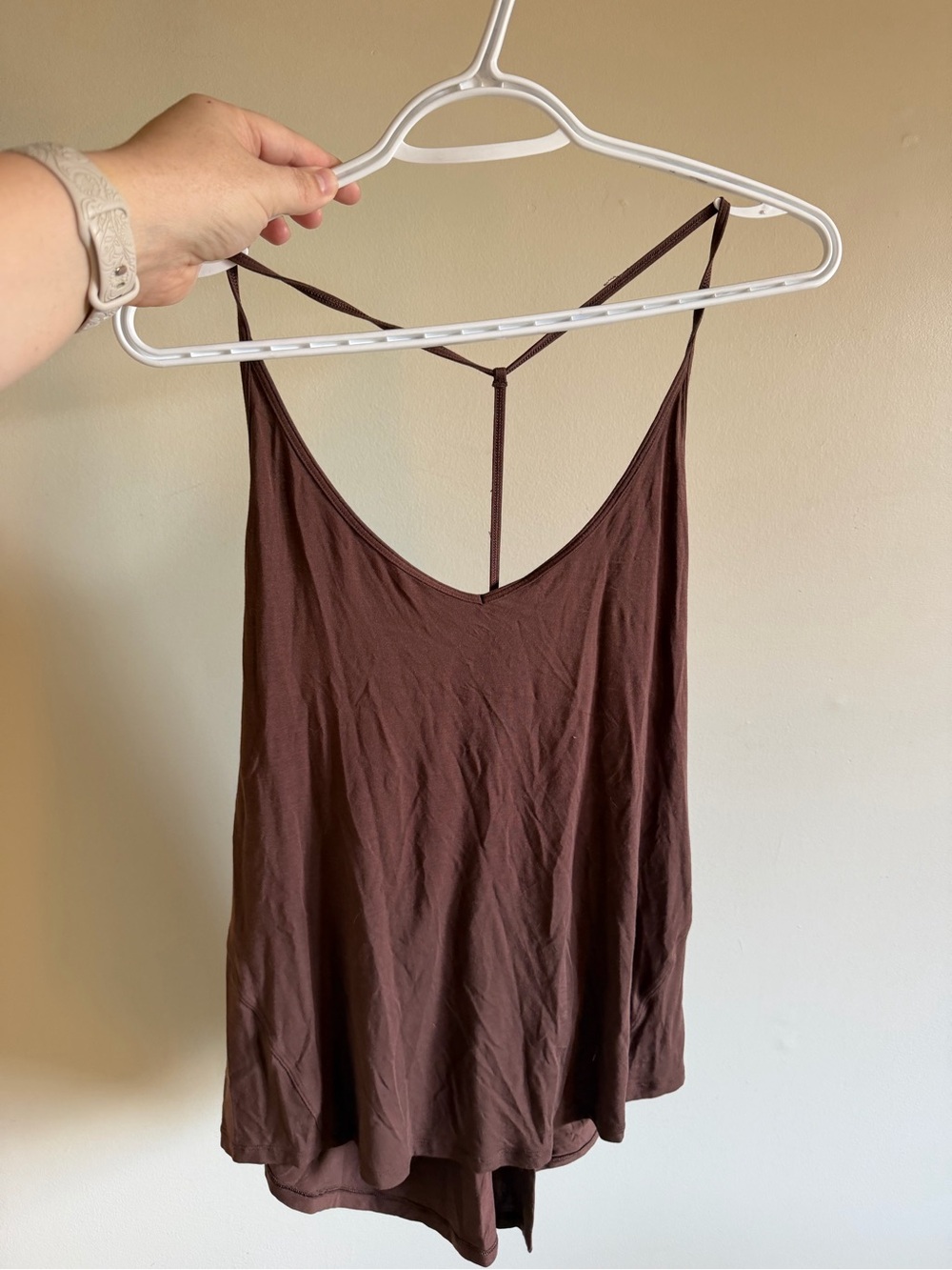 lululemon athletica Brown Draped Back Tank Top